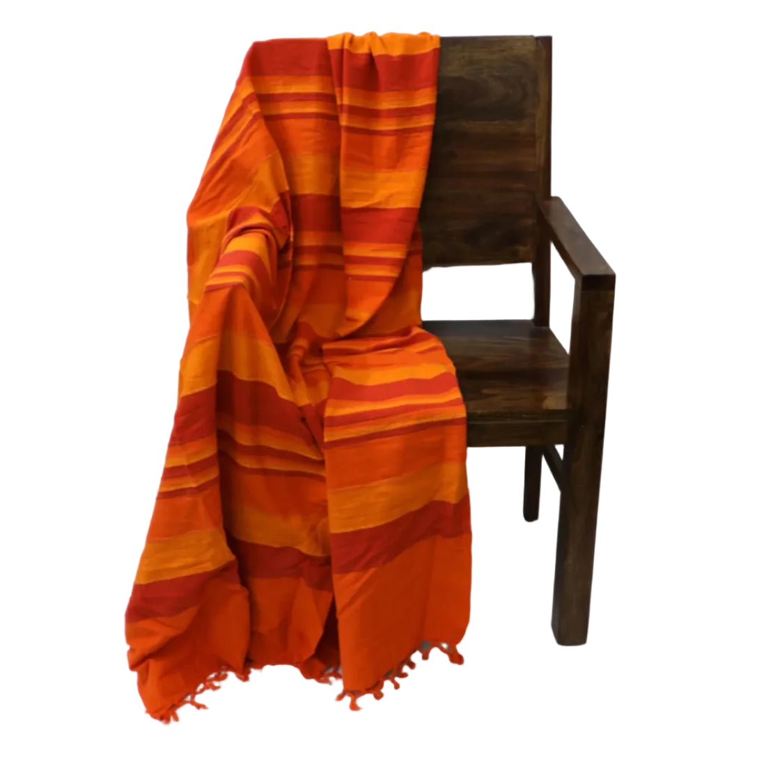Orange Handloom Sofa Throw — With Matching Cushion Covers, Artisan Handwoven