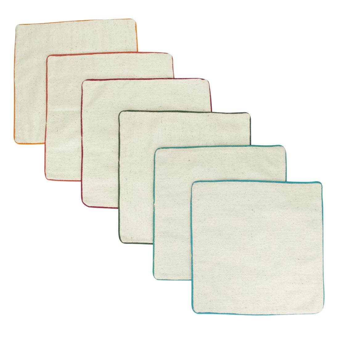 Bohemian Nettle Cotton Cushion Cover — Ecru White, 6 Piping Colours | 16x16