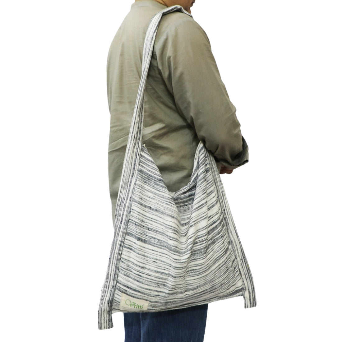 Handloom Cotton Jhola Bag in Black & White for college and graet shopping bag option .
