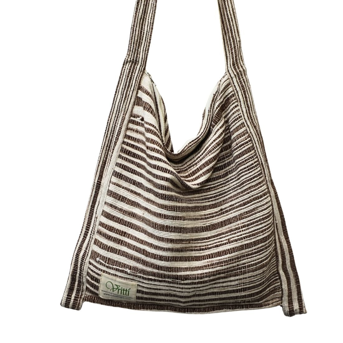 Classic Brown Stripe Handwoven Cotton Sling Bag