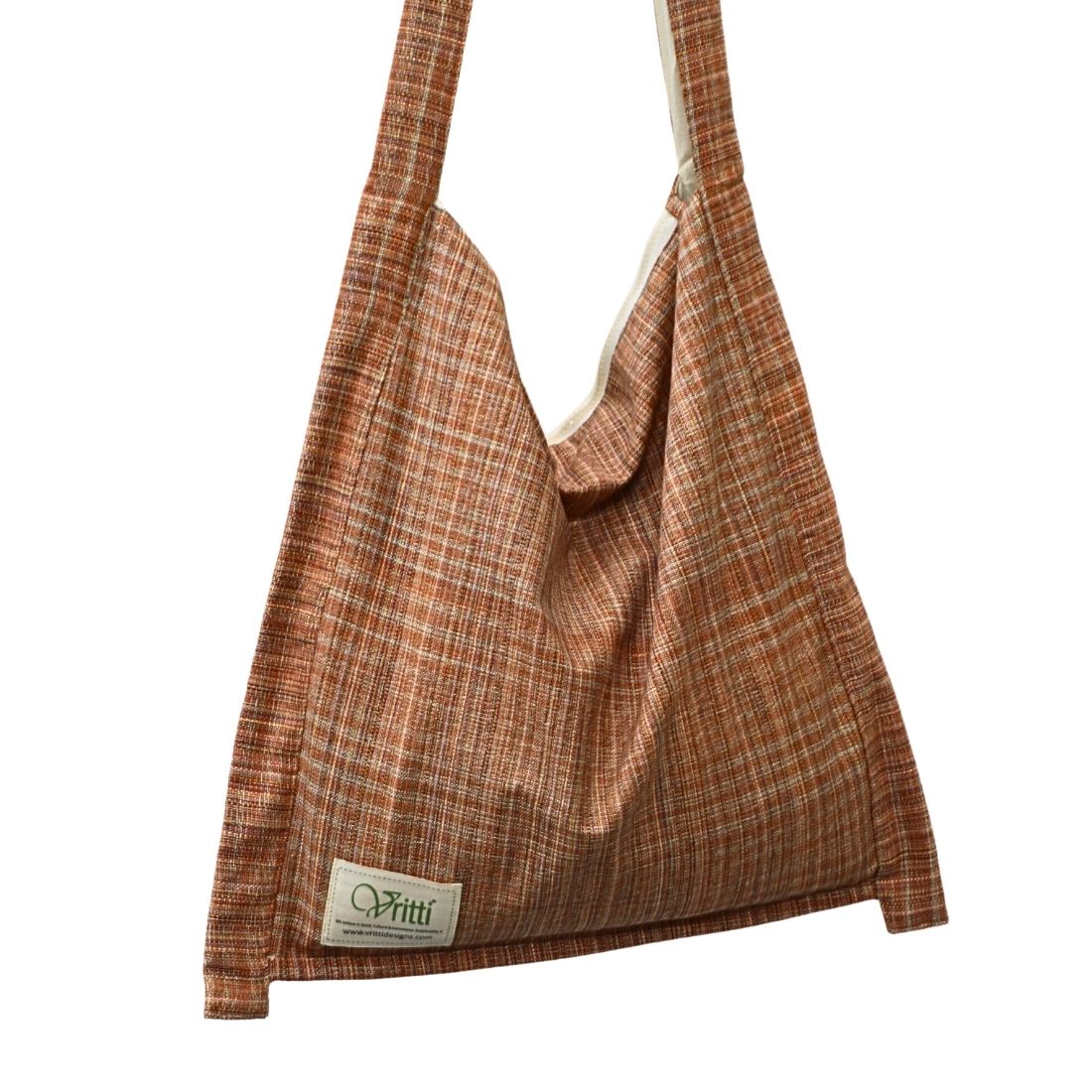 Rust Checkered Sustainable Cotton Shoulder Bag