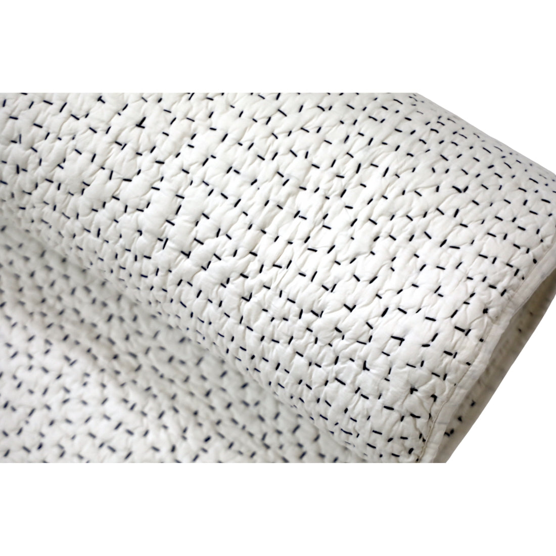 White Cotton Kantha Quilt