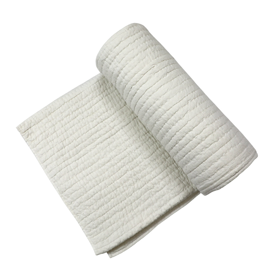 Hand Quilted White Cotton Quilt