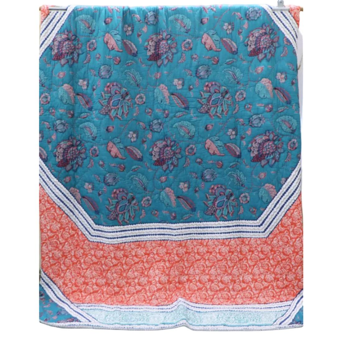 Fair Trade Kantha Quilt in Print – King Size | 100% Cotton | Handcrafted by Rural Artisans
