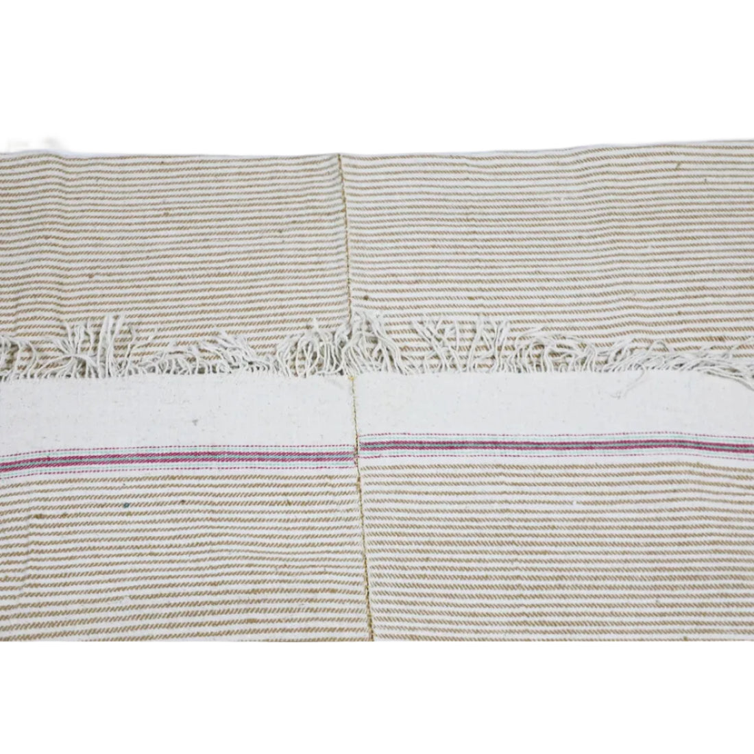 Vintage Indian Cotton Throw — Double Panel Stripe Handloom (Early 20th Century)