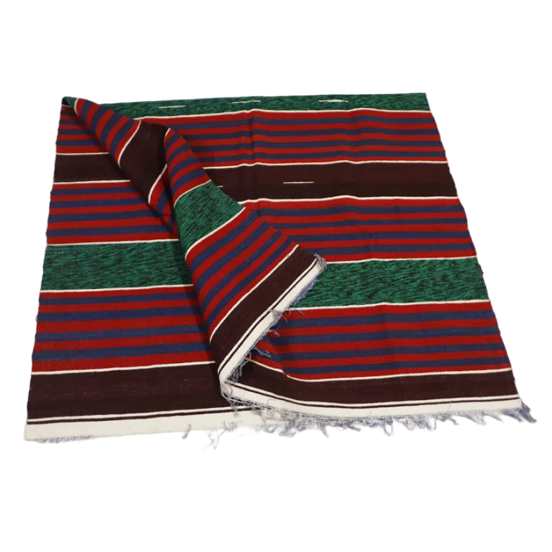 Vintage Handloom Cotton Rug — Multicolour Durrie, India (Mid 20th Century)