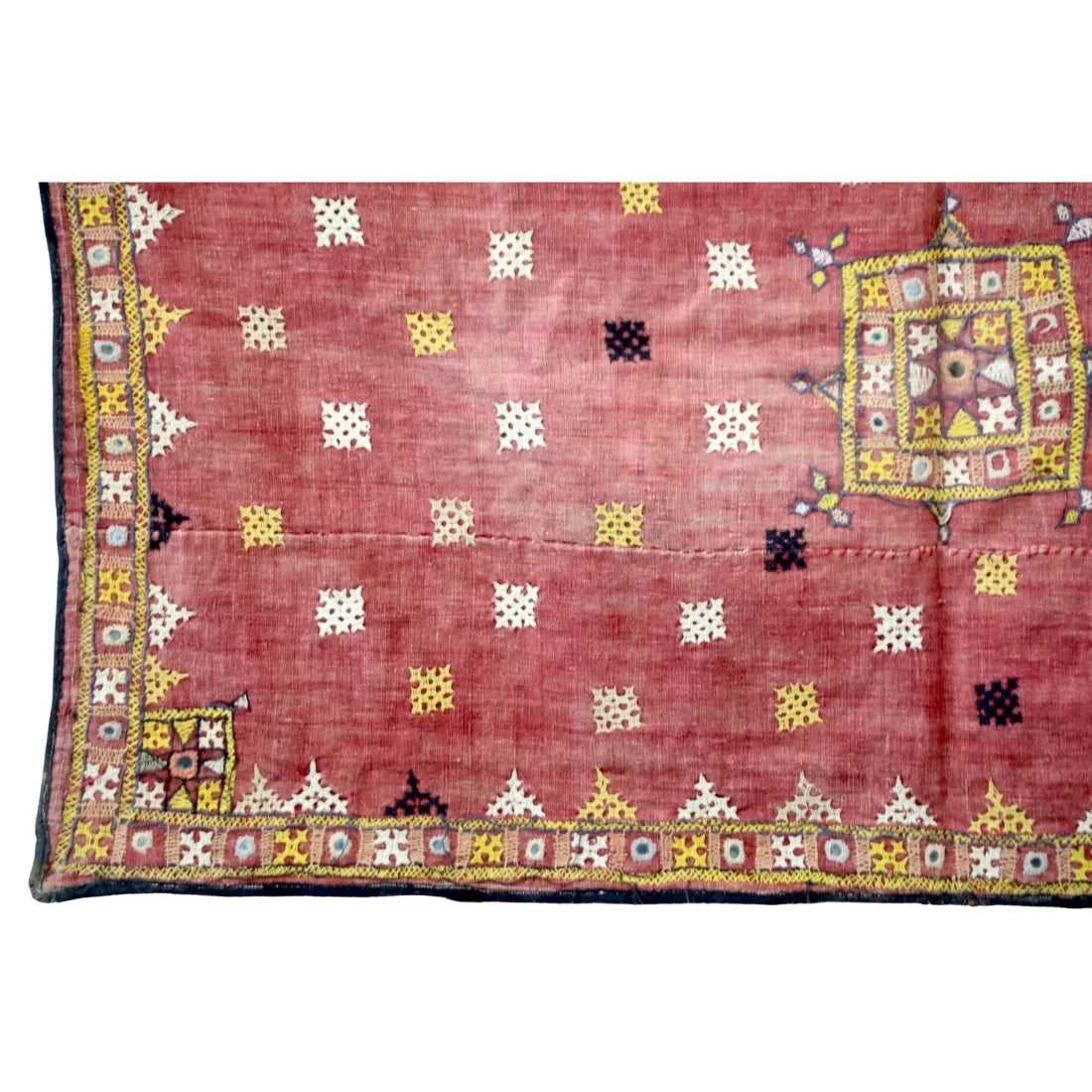 Vintage Kutch Embroidered Textile Wall Panel — Traditional Indian Folk Art (50-60 Years)