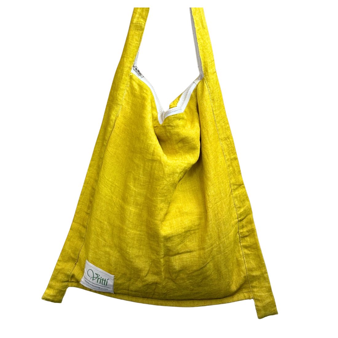 Yellow Linen Jhola Bag | Handwoven Natural Fiber Tote | Artisan Indian Craft