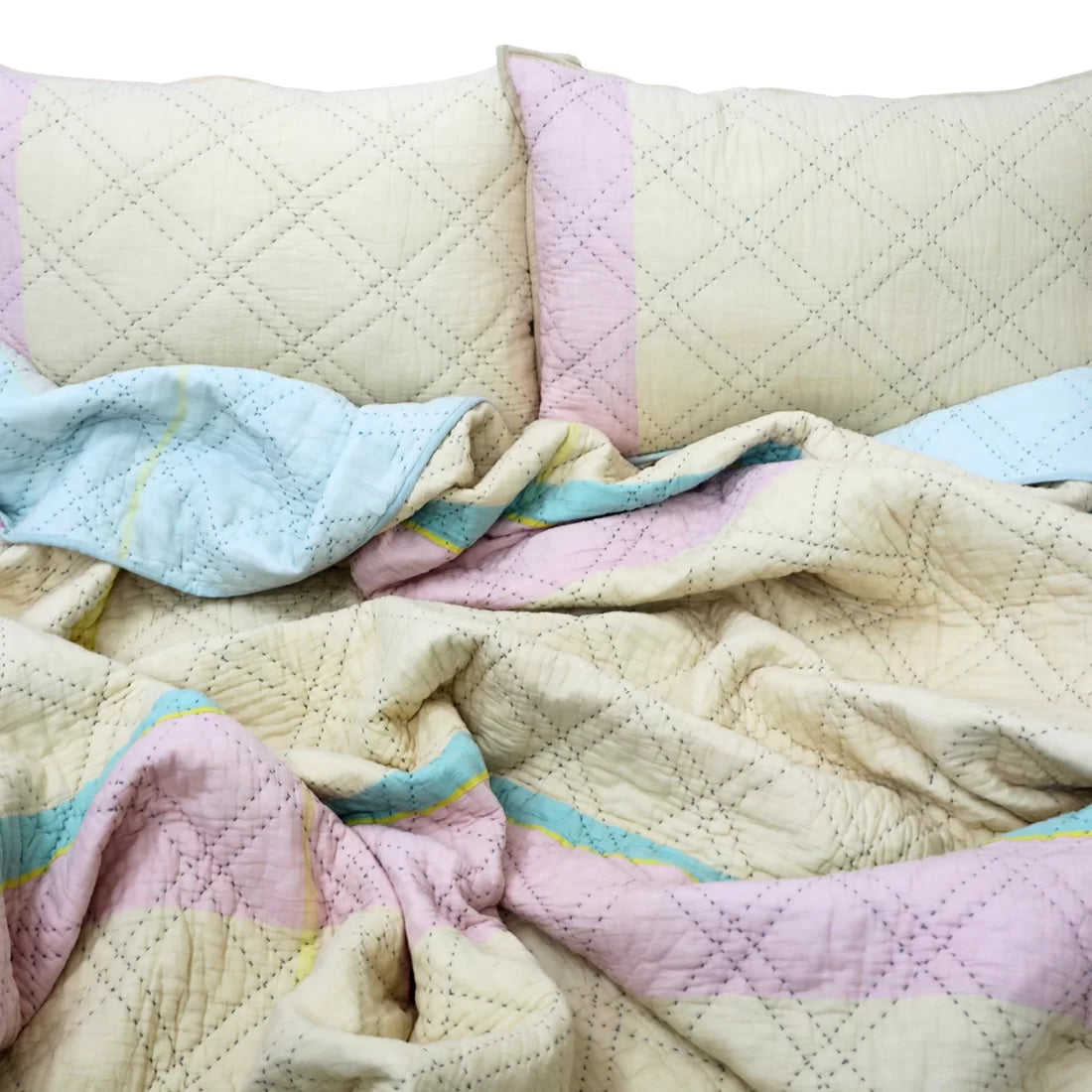 Lightweight Quilt Set – Marshmallow Collection | Egg Nog & Aqua Ice | King, Queen & Twin