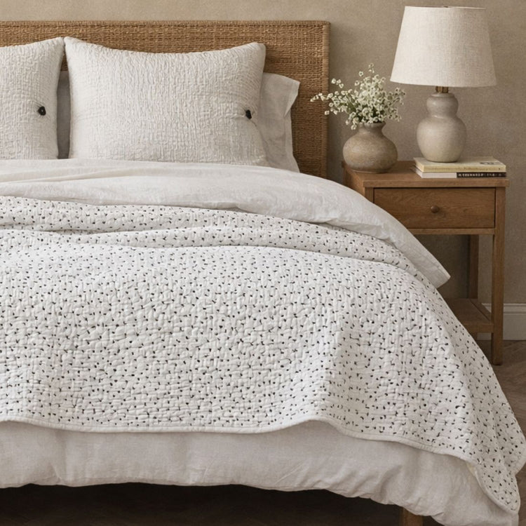 Quiet White - Organic Kantha Quilts