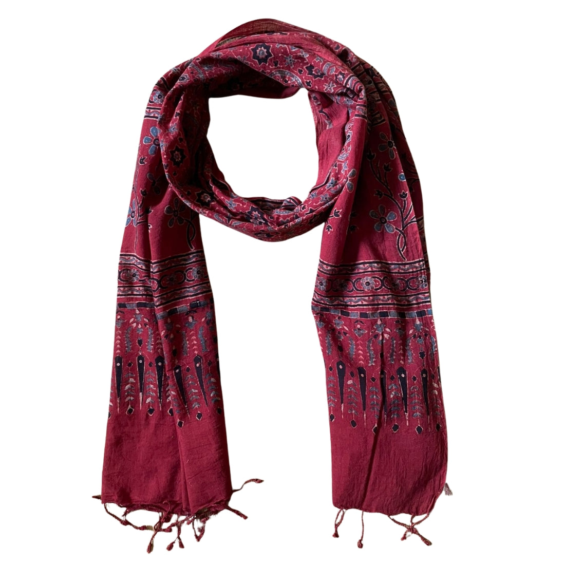 natural dyed ajrakh scarf indian cotton scarf
