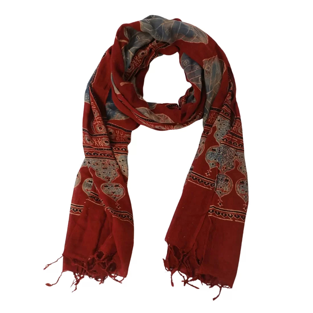 traditional ajrakh scarf indian cotton scarf

