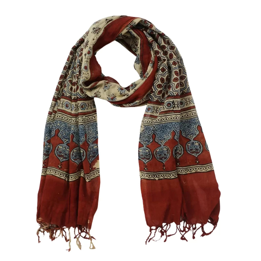 ajrakh cotton stole hand block printed scarf india