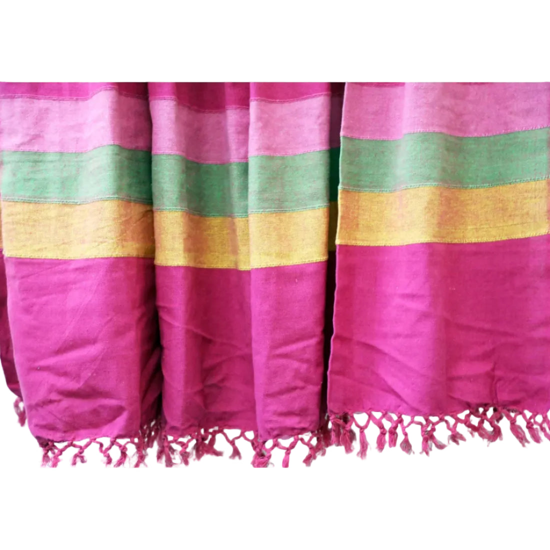 Pink & Yellow Handloom Sofa Throw — With Matching Cushion Covers