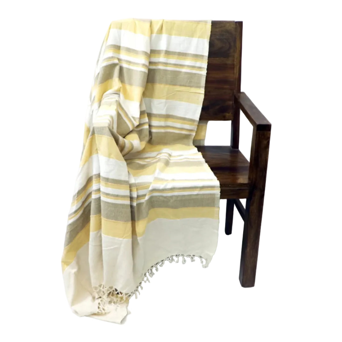 Handloom Cotton Throw — Clay Brown & Off-White, Artisan Handwoven