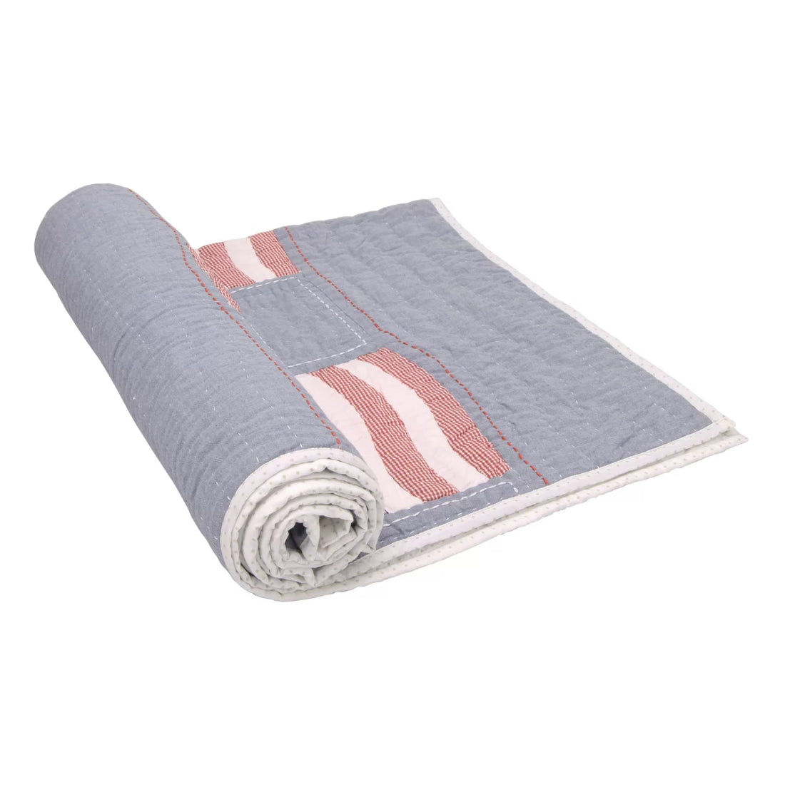 Baby Boy Quilt In Grey – Handcrafted Kantha Cotton Quilt
