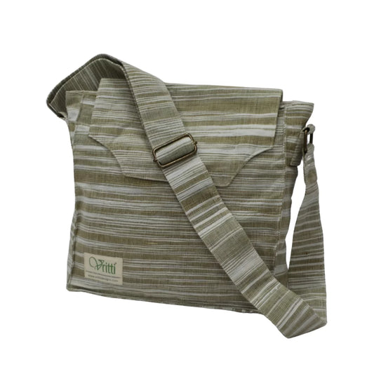 Handloom Cotton Crossbody Bag | Army Brown | House of Swadeshi