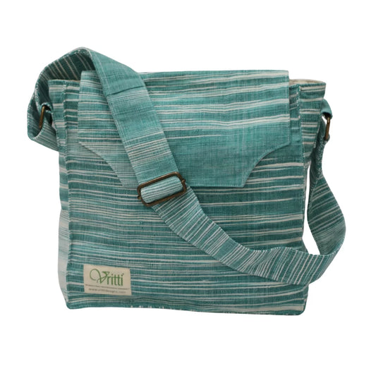 Handloom Cotton Crossbody Bag | Green | House of Swadeshi