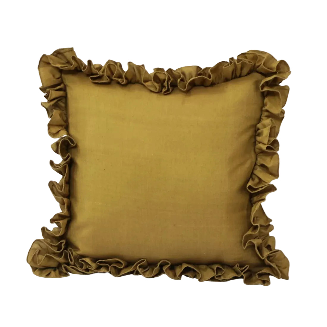 Gold Cushion Cover | Handwoven Banana Cotton Ruffle | House of Swadeshi