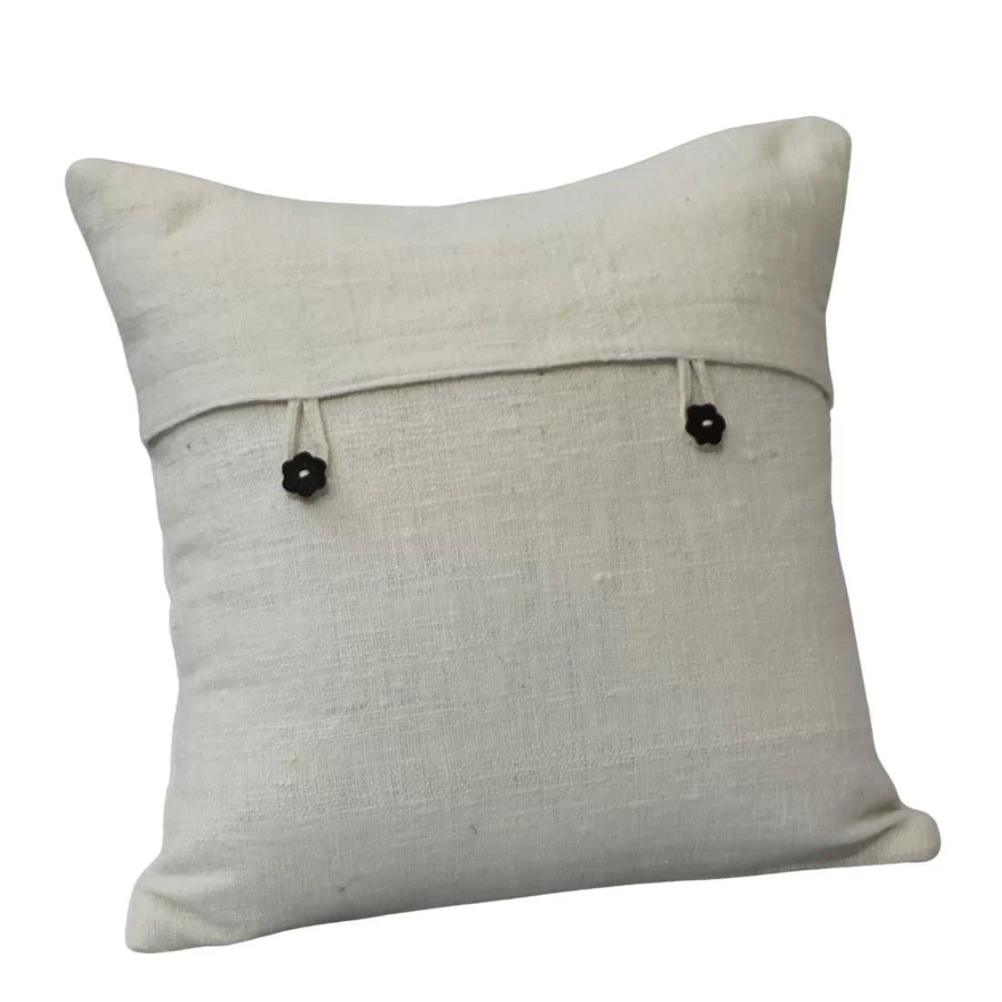 White Cotton Cushion Cover | Coconut Shell Buttons | House of Swadeshi