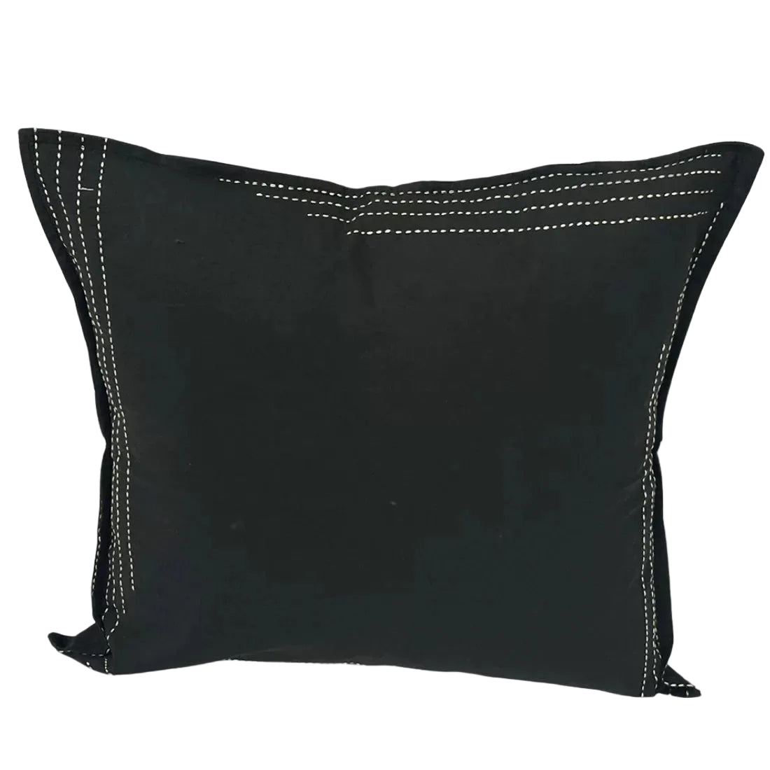 Black Kantha Work Cushion Cover | Sand Geometric | House of Swadeshi