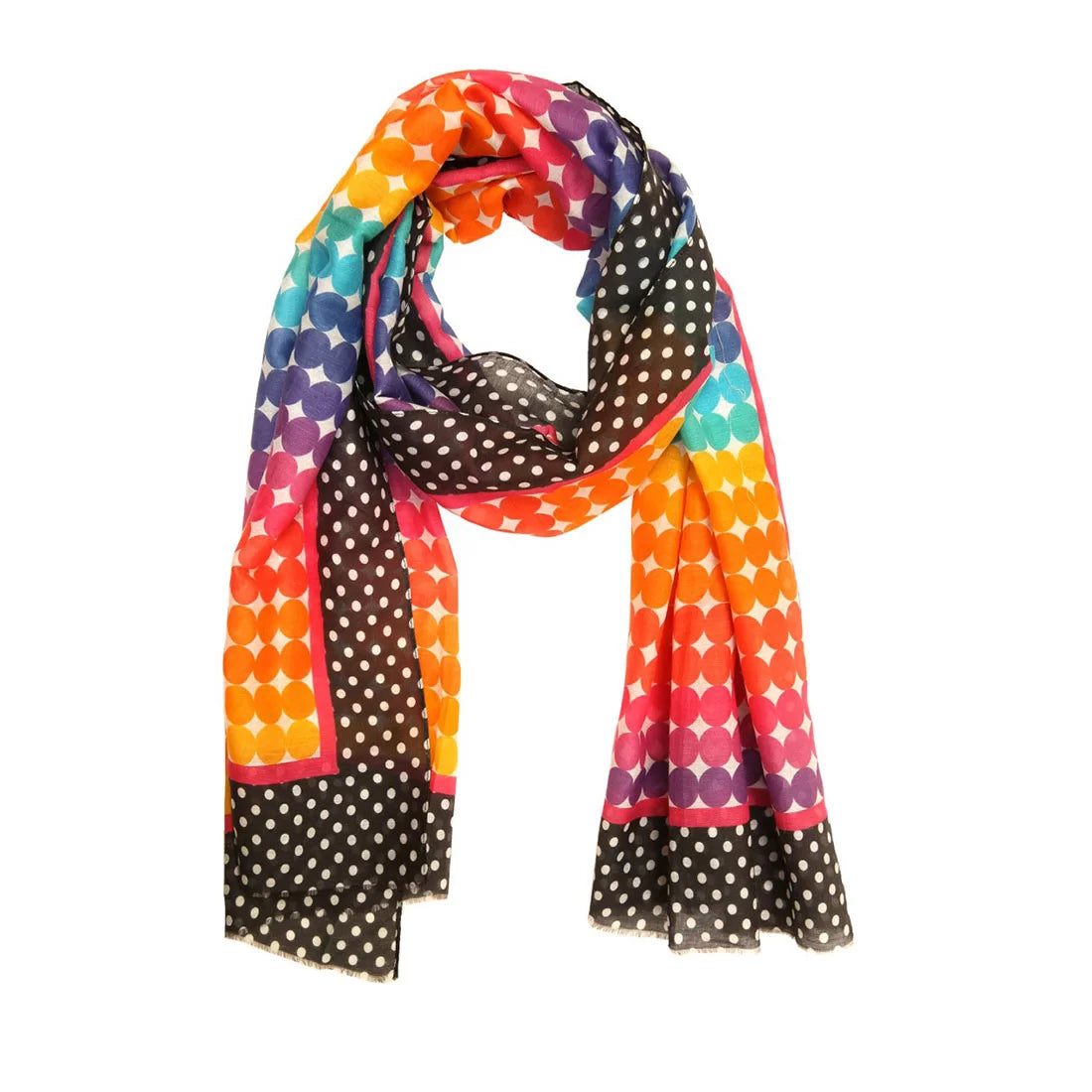 Digital Print Cotton Scarf – Multicolour Polka Dot