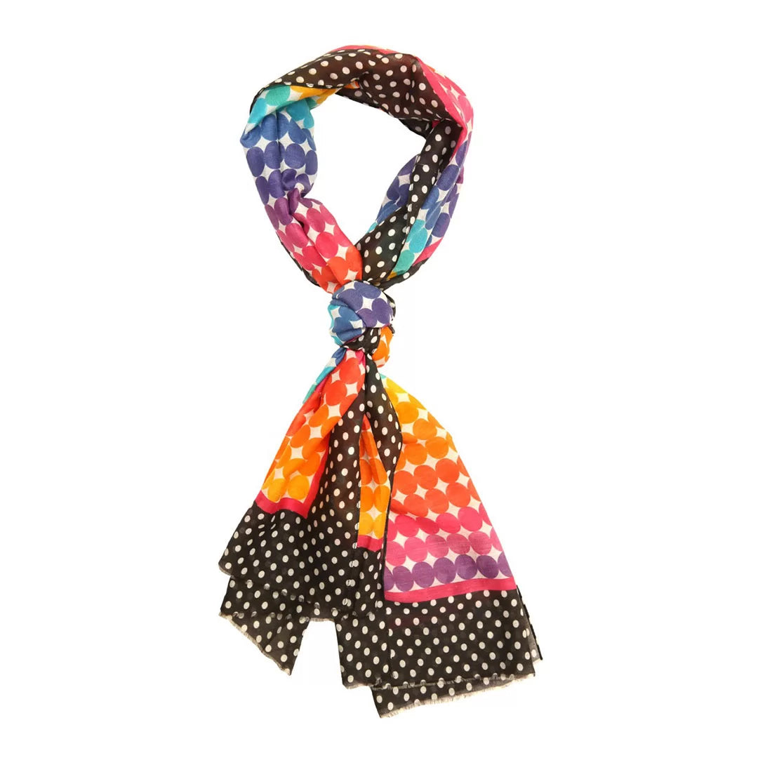 Digital Print Cotton Scarf – Multicolour Polka Dot