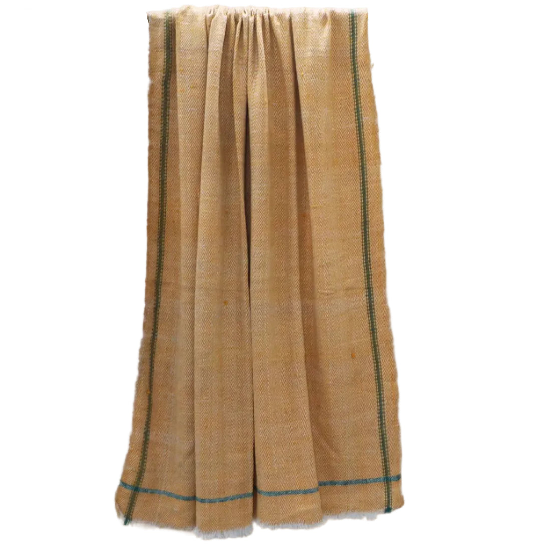 Handloom Cotton Throw — Herringbone Weave, Mustard Yellow & White