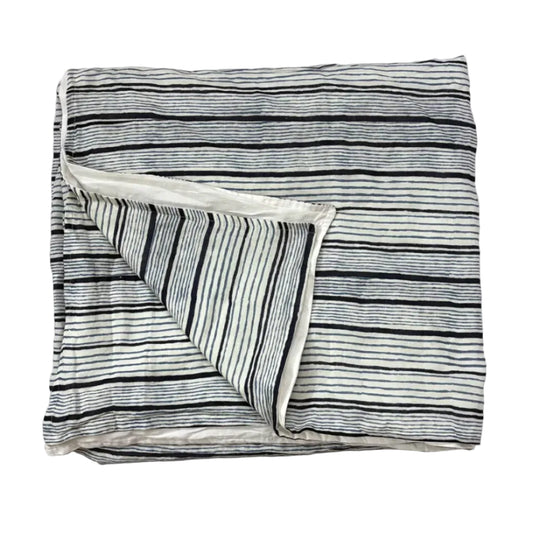 Dohar Blanket — Blue Striped Linen, Three-Layer Double Bed
