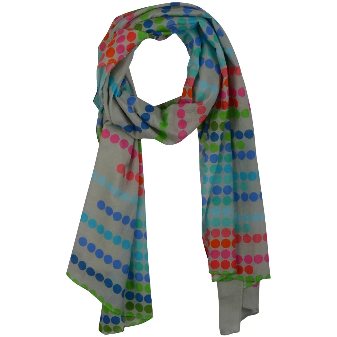 Digital Print Cotton Silk Scarf | Multicolour Polka Dot | 65x200 cm
