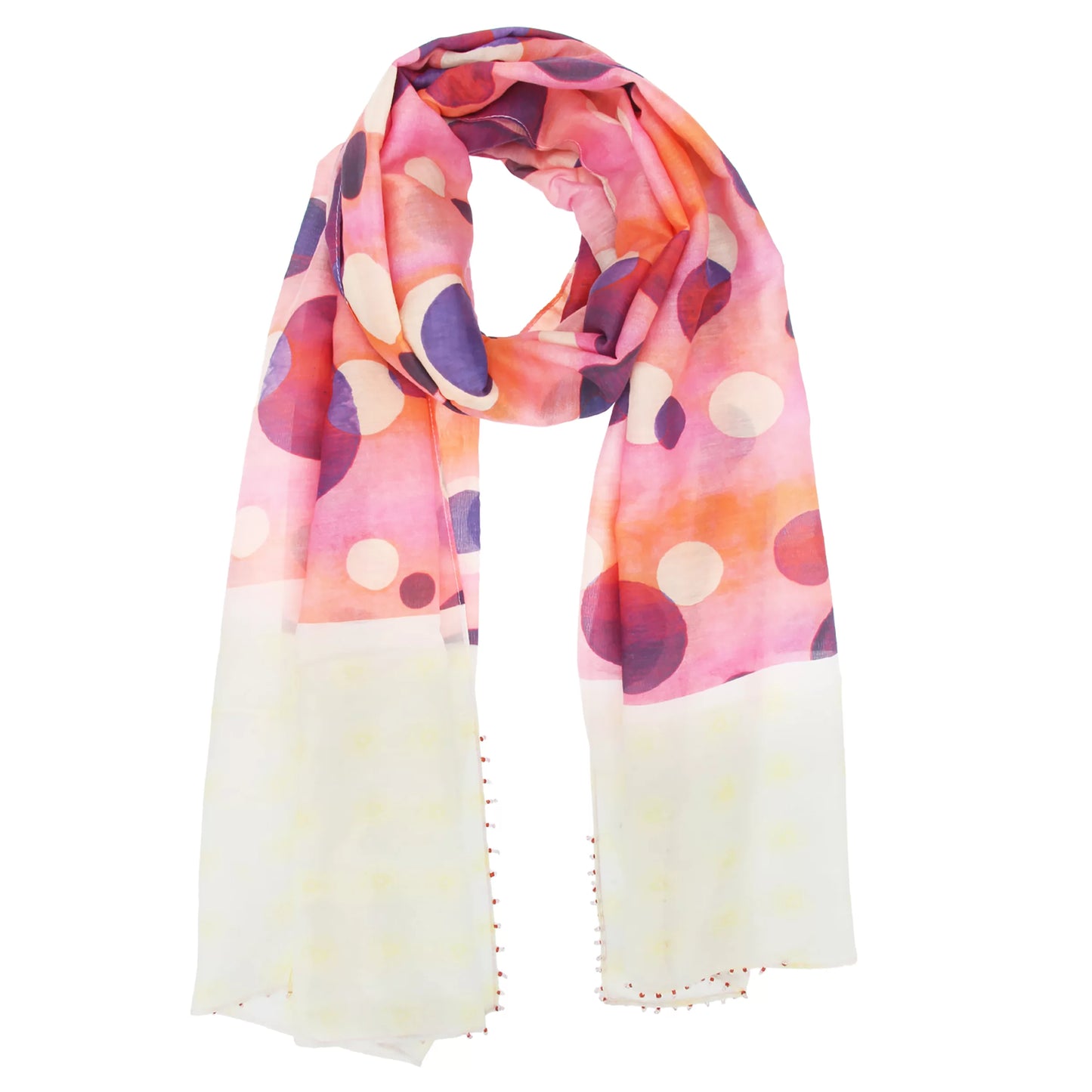 Digital Print Cotton Silk Scarf | Pink & Brown Pebble Design | 65x200 cm