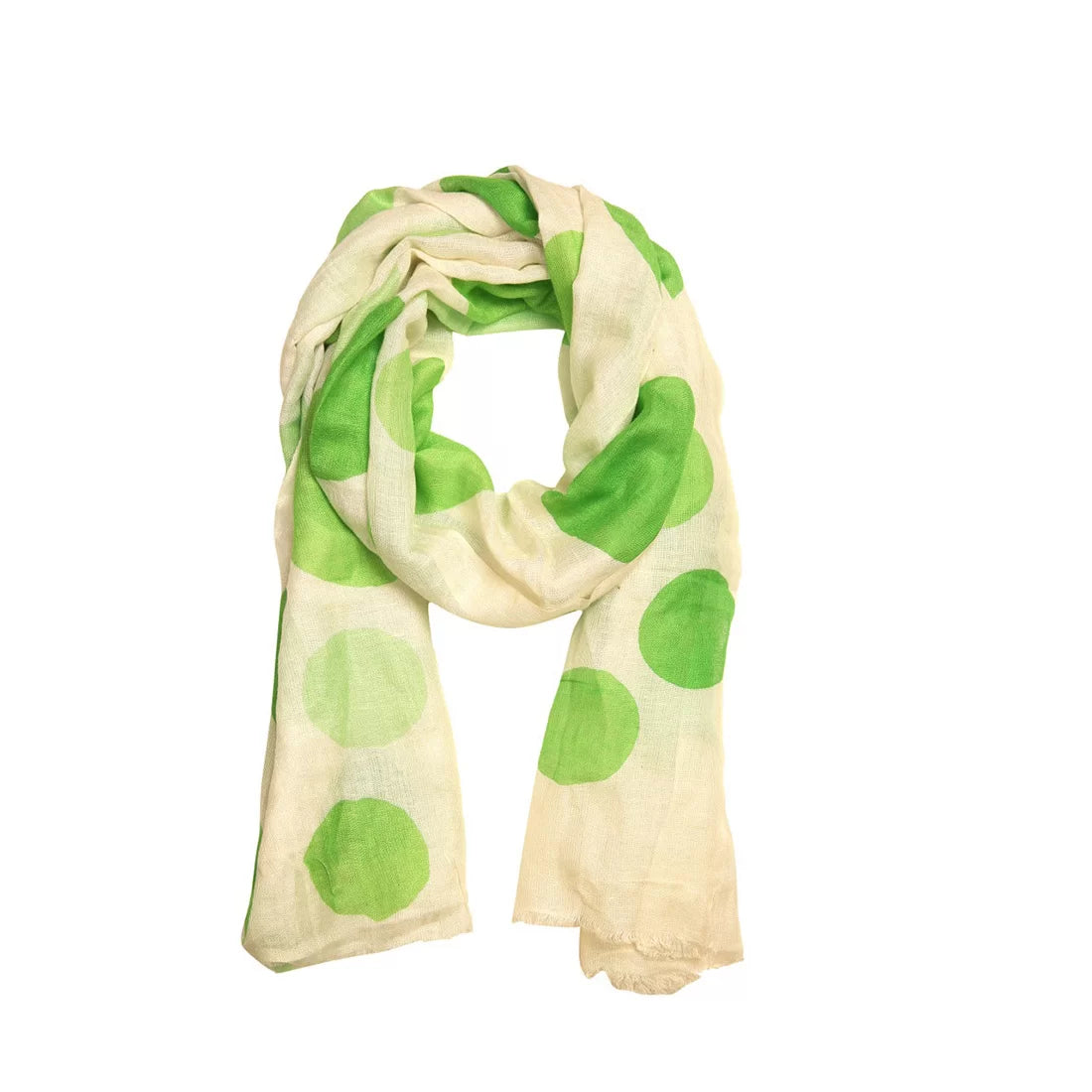 Digital Print Linen Scarf – Fluorescent Green Polka Dot