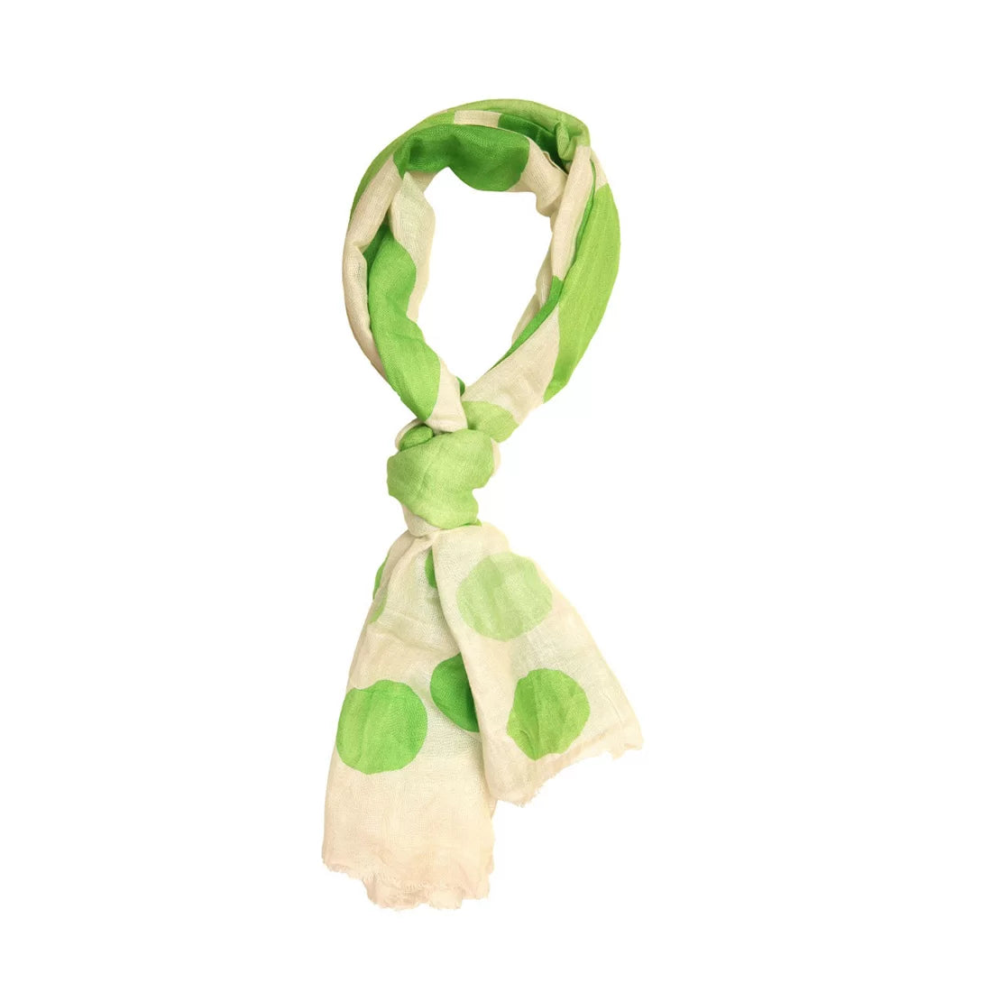 Digital Print Linen Scarf – Fluorescent Green Polka Dot
