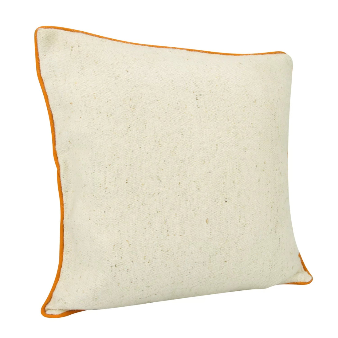 Handwoven Himalayan Nettle cotton cushion cover in ecru white. Choose from 6 cord piping colours. Wooden button closure. Set of 2. 16x16 inches.
