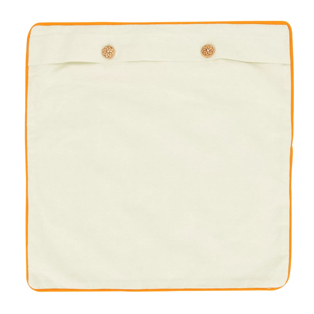 Bohemian Nettle Cotton Cushion Cover — Ecru White, 6 Piping Colours | 16x16