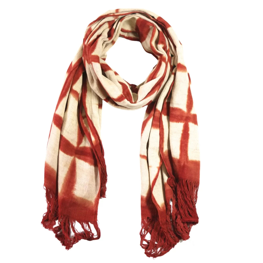 Handloom Hemp Scarf – Clamp Dyed in Natural Indigo, Madder & Charcoal