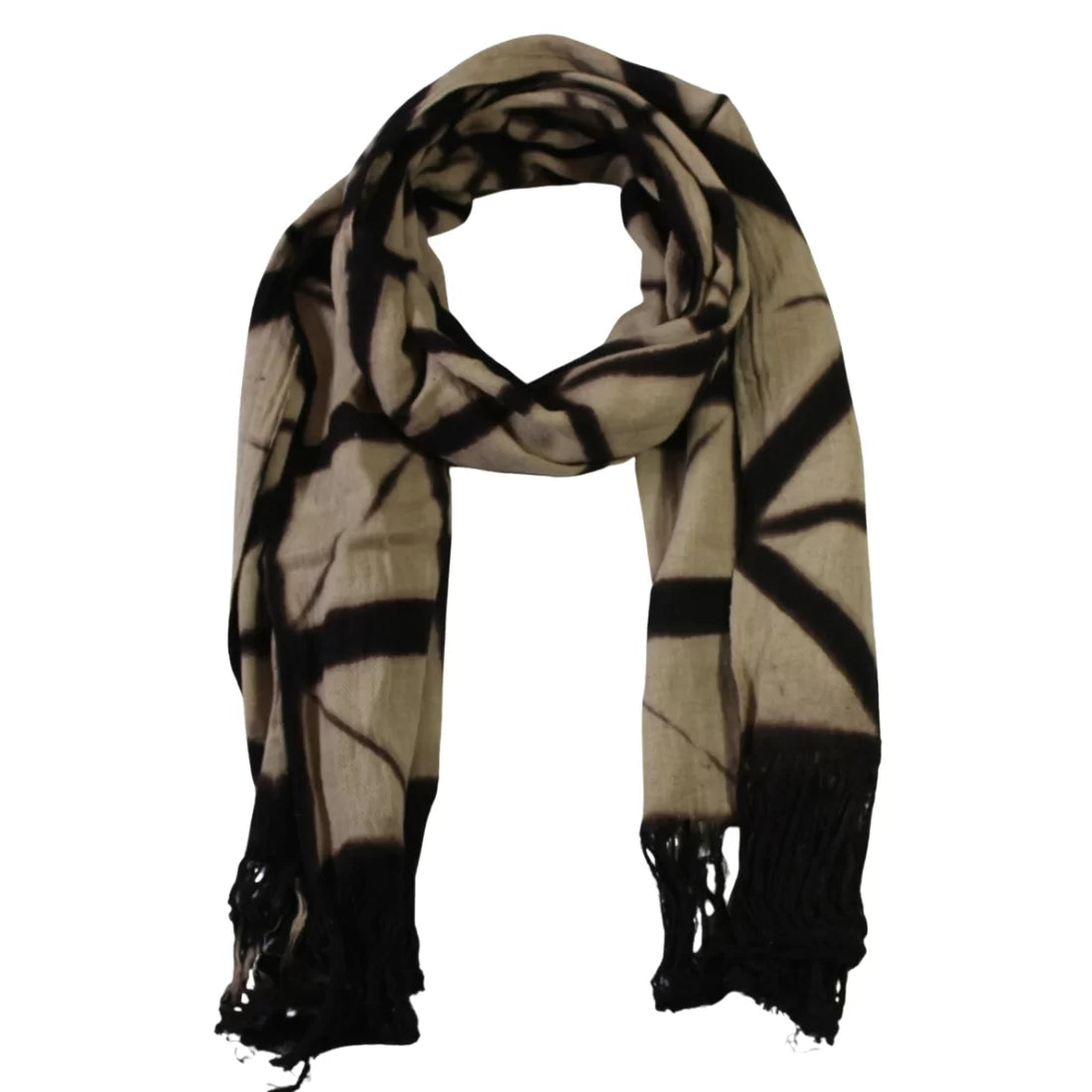 Handloom Hemp Scarf – Clamp Dyed in Natural Indigo, Madder & Charcoal