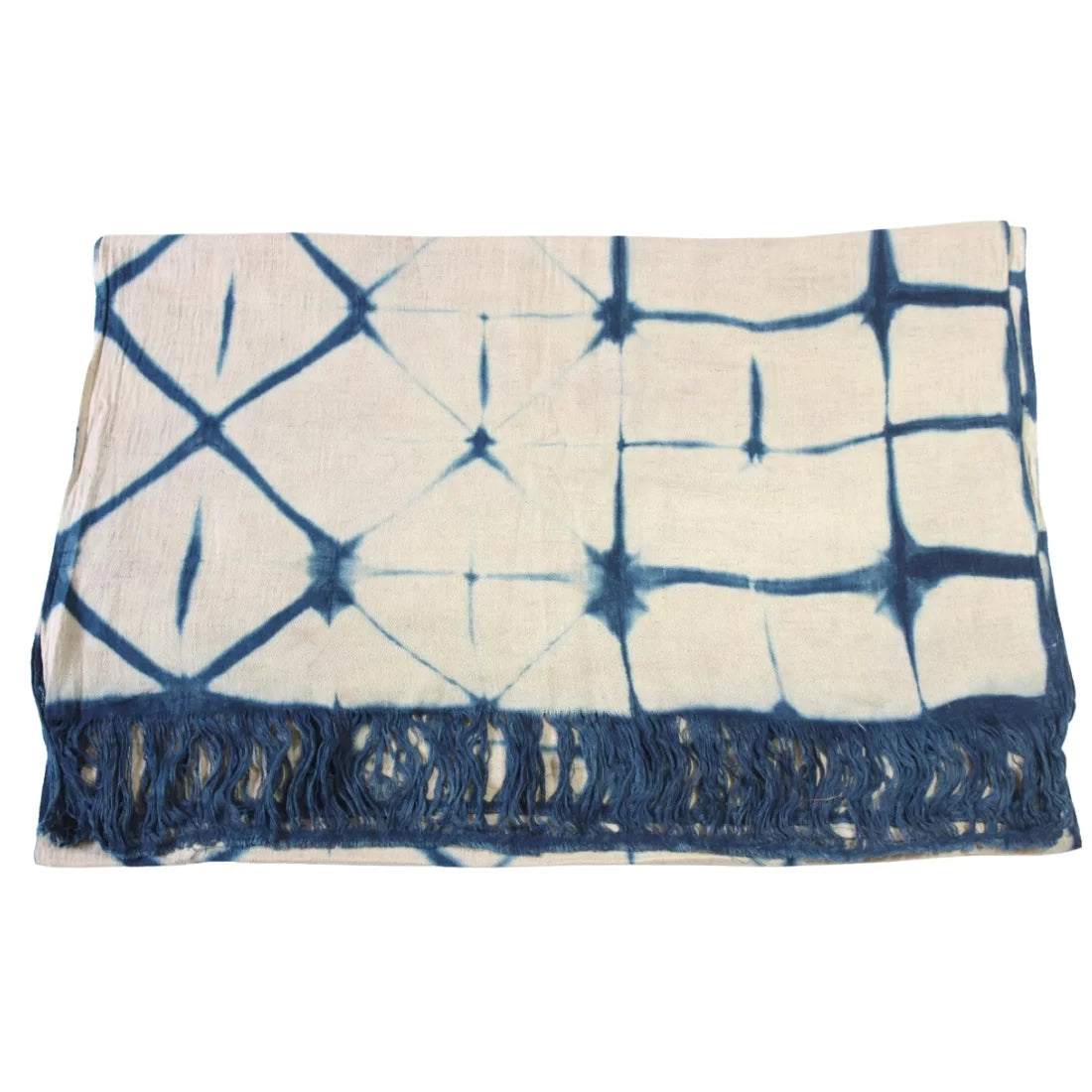 Handloom Hemp Scarf – Clamp Dyed in Natural Indigo, Madder & Charcoal