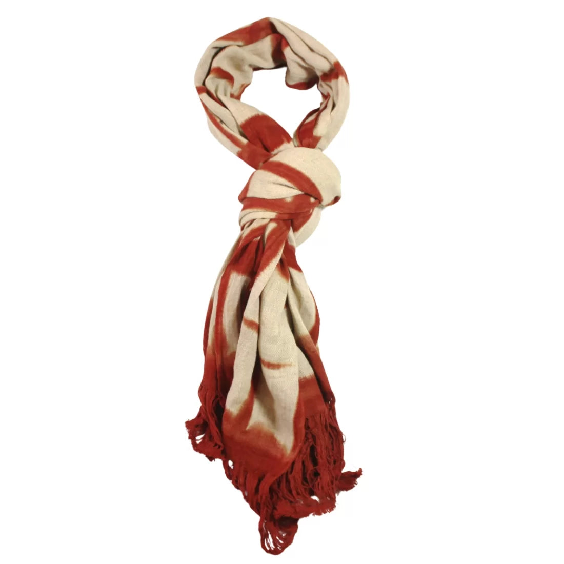 Handloom Hemp Scarf – Clamp Dyed in Natural Indigo, Madder & Charcoal