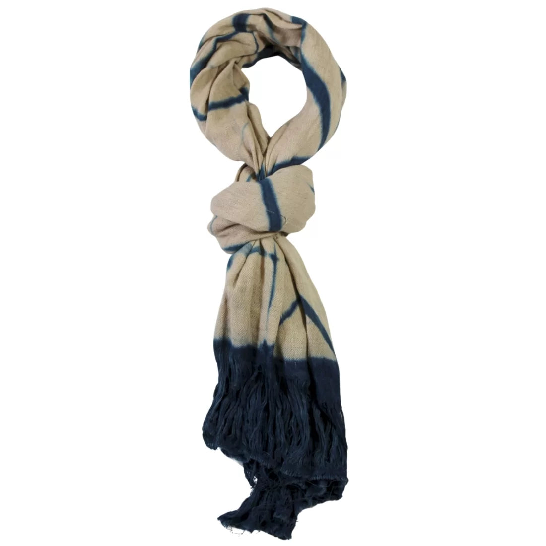 Handloom Hemp Scarf – Clamp Dyed in Natural Indigo, Madder & Charcoal