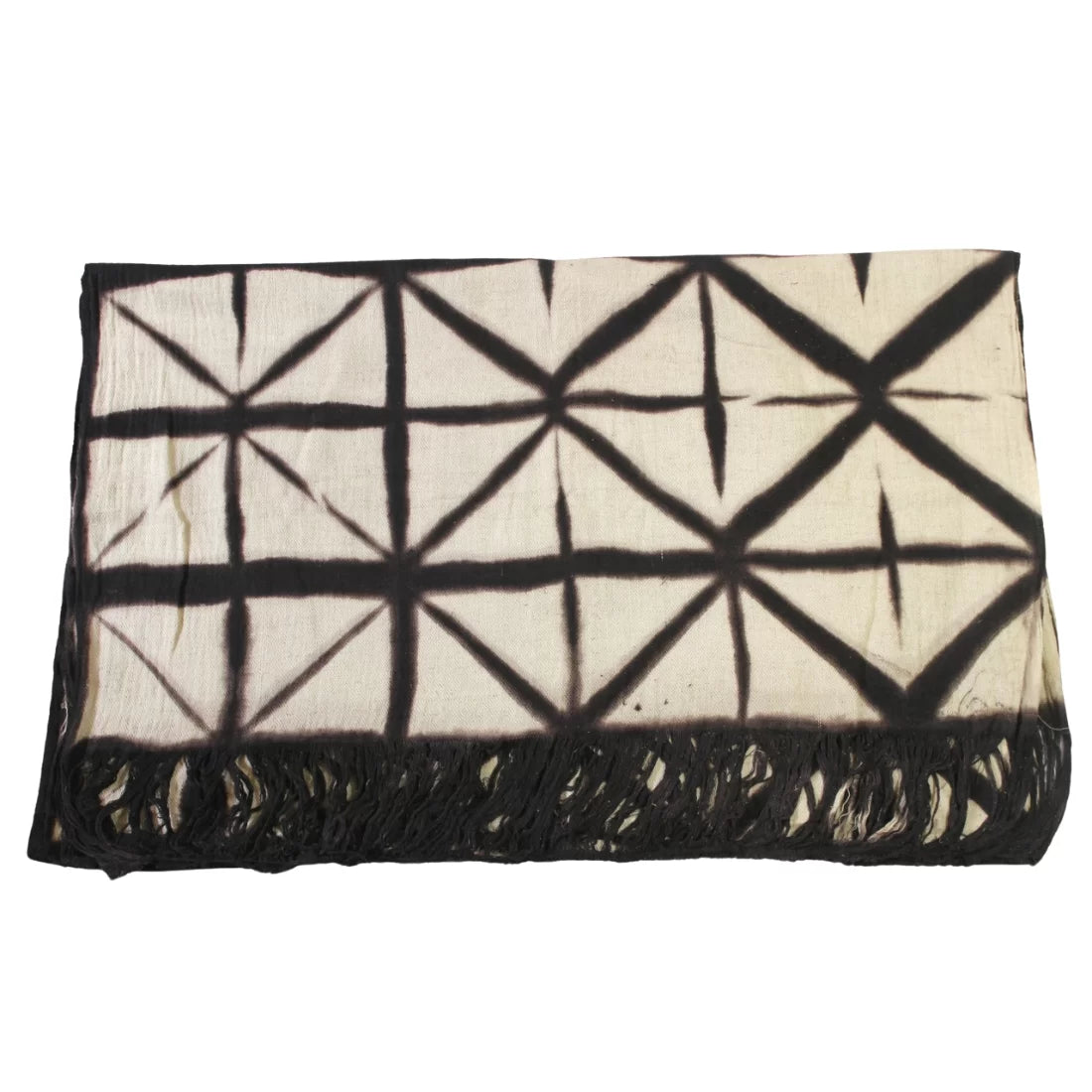 Handloom Hemp Scarf – Clamp Dyed in Natural Indigo, Madder & Charcoal