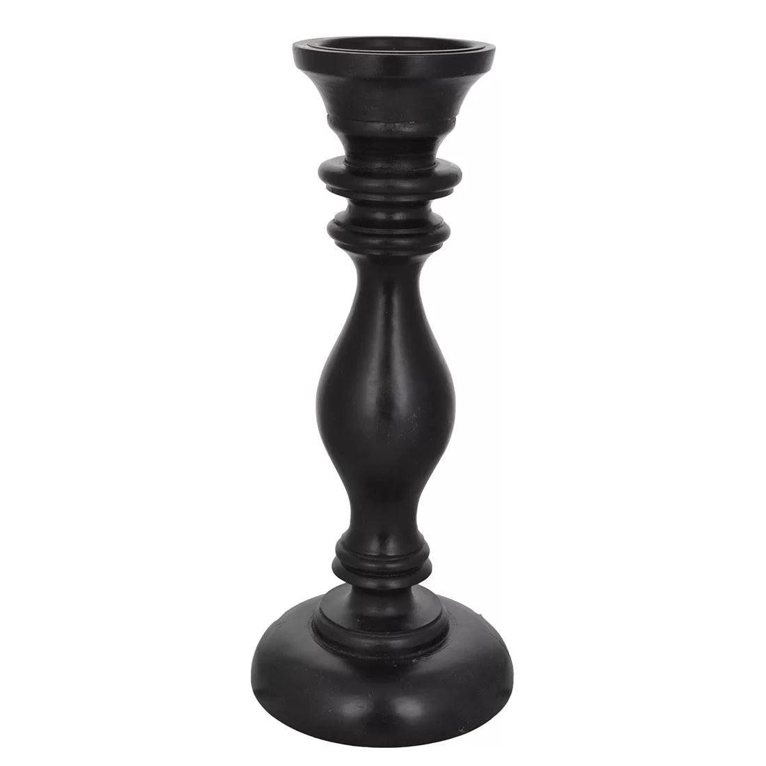 Black Wooden Candle Holder Set of 2 | Baluster & Pedestal | House of Swadeshi