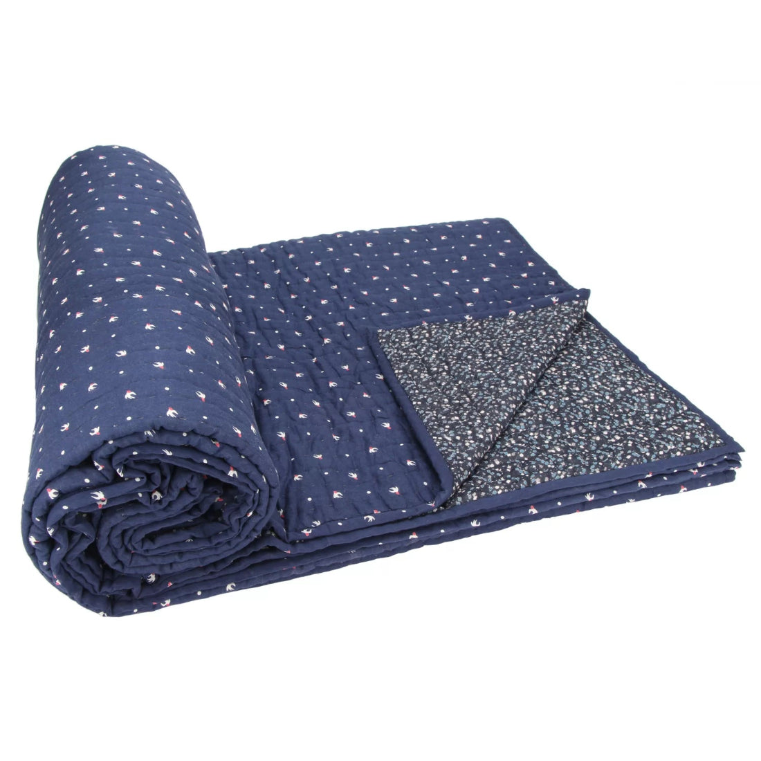 Indigo Kantha Quilt – Queen Size | Handwoven Cotton Bedding