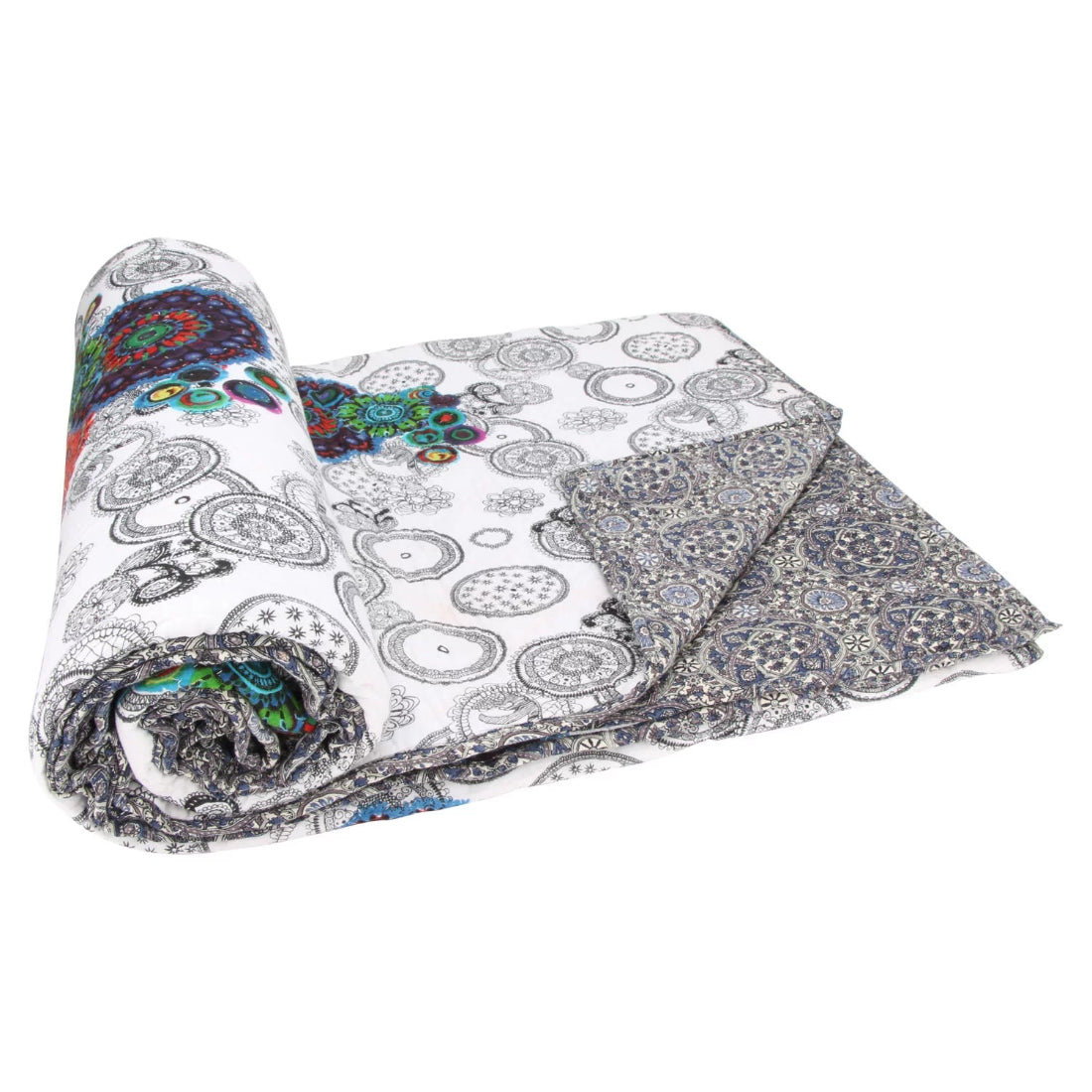 Floral Print Kantha Quilt – King Size (98" × 108")