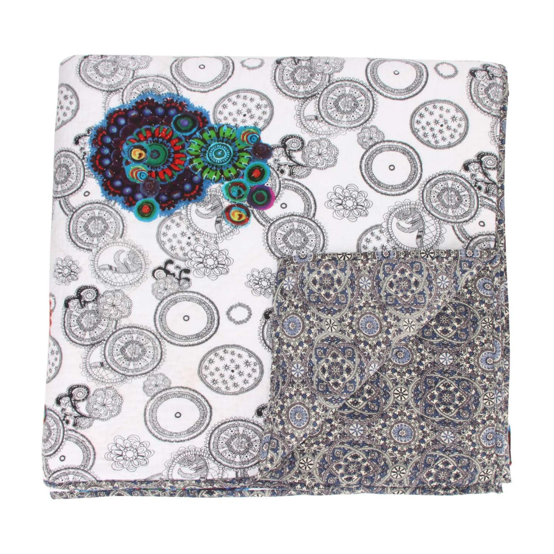 Floral Print Kantha Quilt – King Size (98" × 108")
