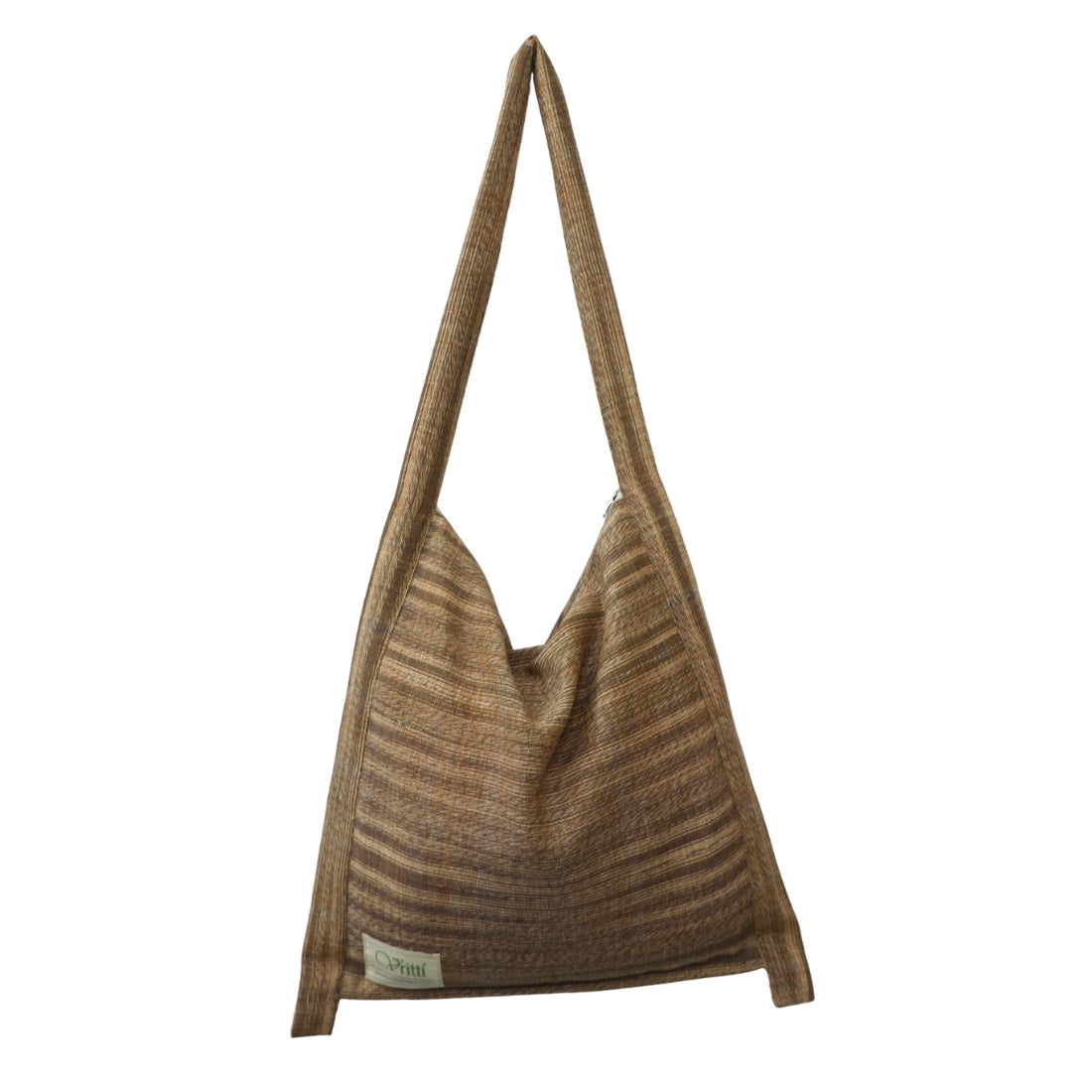 rust checkered handloom cotton jhola bag