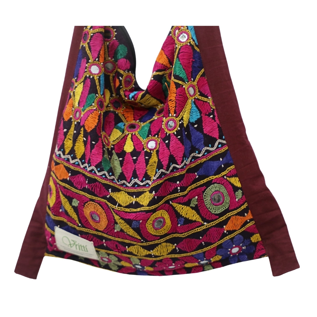Ethnic Jhola Bag in Kutch Vintage Embroidery
