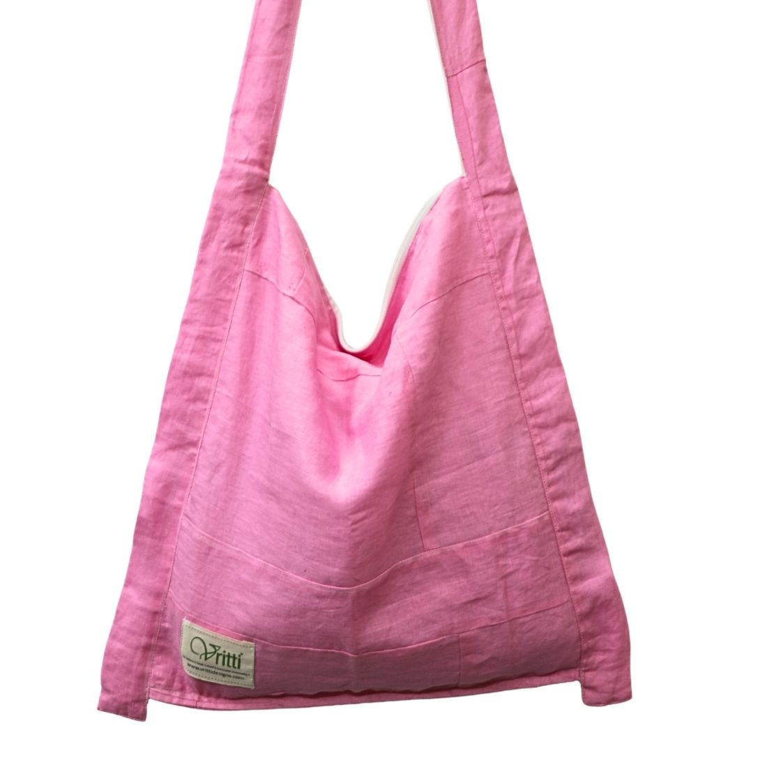Soft Pink Linen Jhola Bag