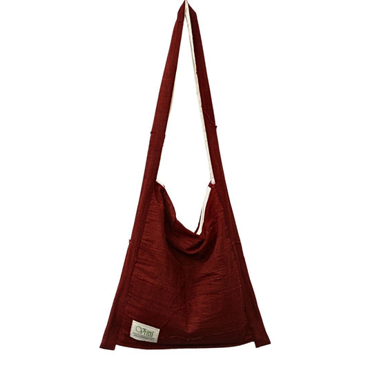 Made from handloom cotton, this fabric jhola bag Made from production off-cuts of handloom cotton. 