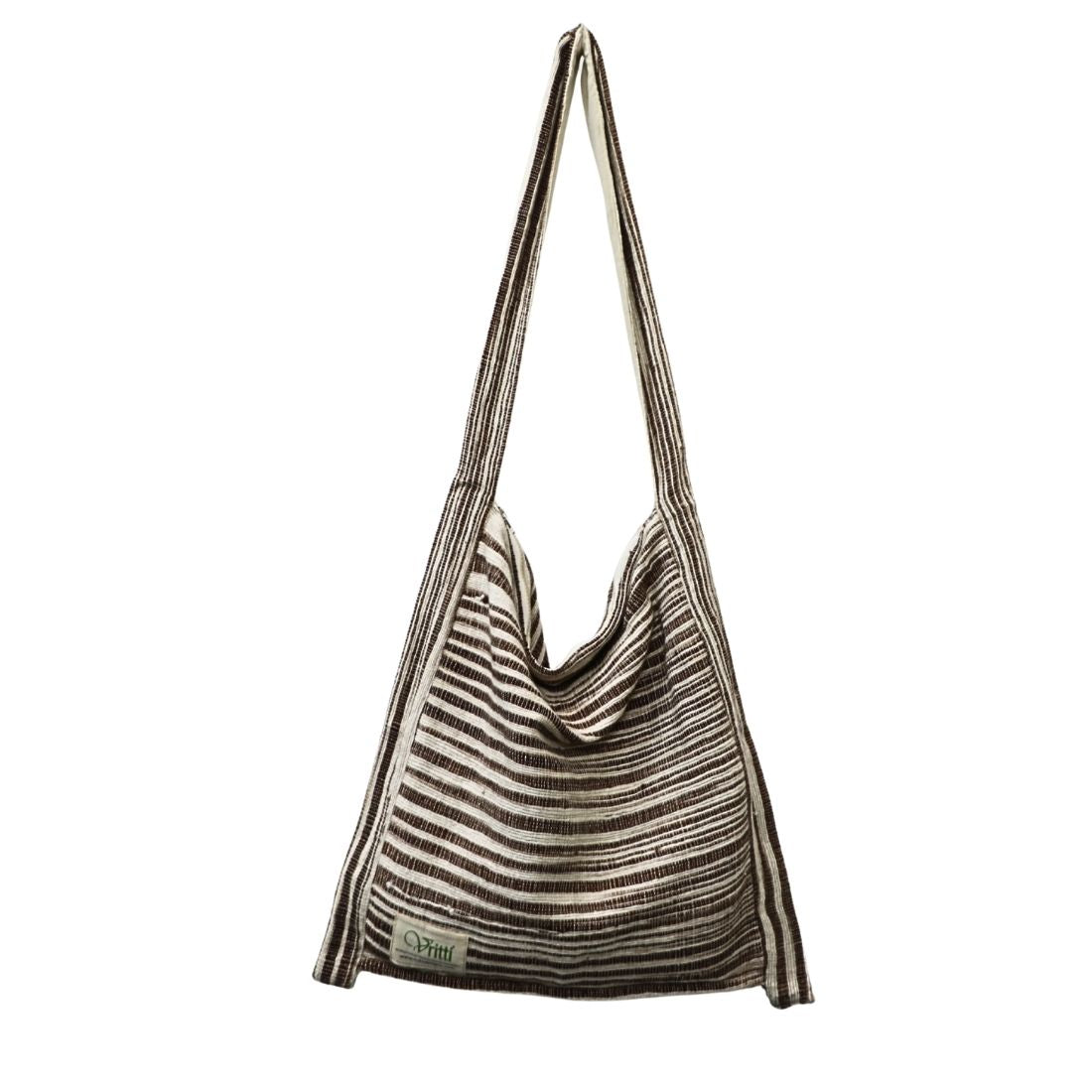 Classic Brown Stripe Handwoven Cotton Sling Bag